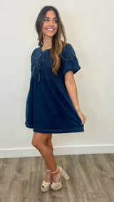 Lizzie Dark Denim Babydoll Dress