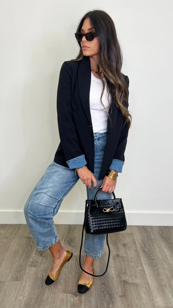 May Black Denim Blazer