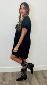 Valerie Black Denim Babydoll Dress