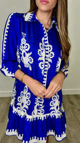 Ingrid Cobalt Blue Print Dress