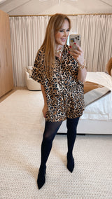 Emily Brown Animal Print Satin Blouse