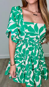 Verity Green Abstract Print Dress