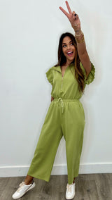 Ama Avocado Ruffle Jumpsuit