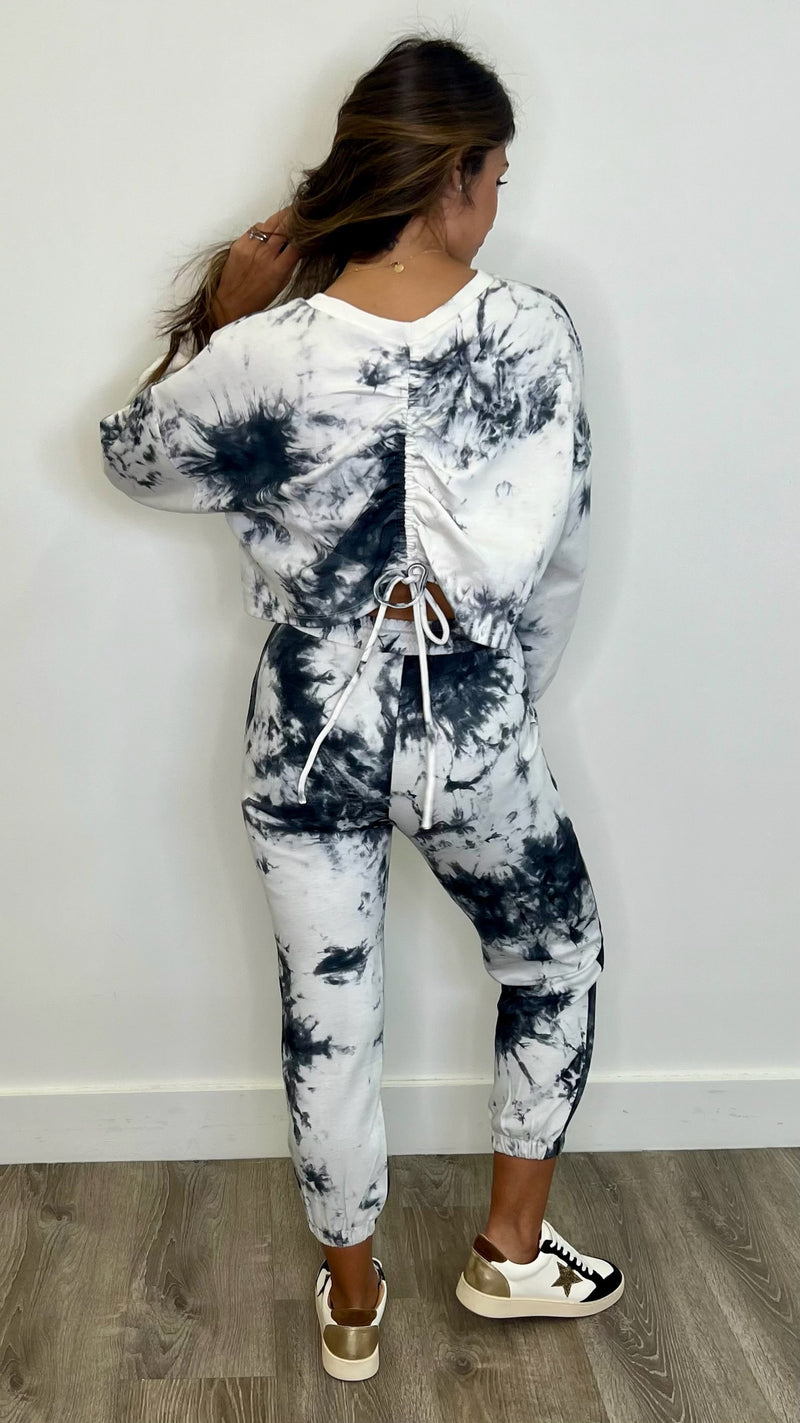 Averly White Black Tie Dye Pants