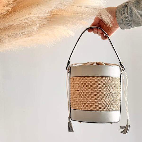Desi Italian Raffia Bucket Bag