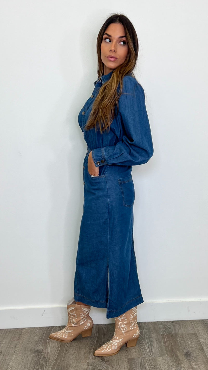 Ilarion Denim Blue Midi Dress