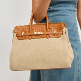 Bertha Satchel Tote Bag Natural