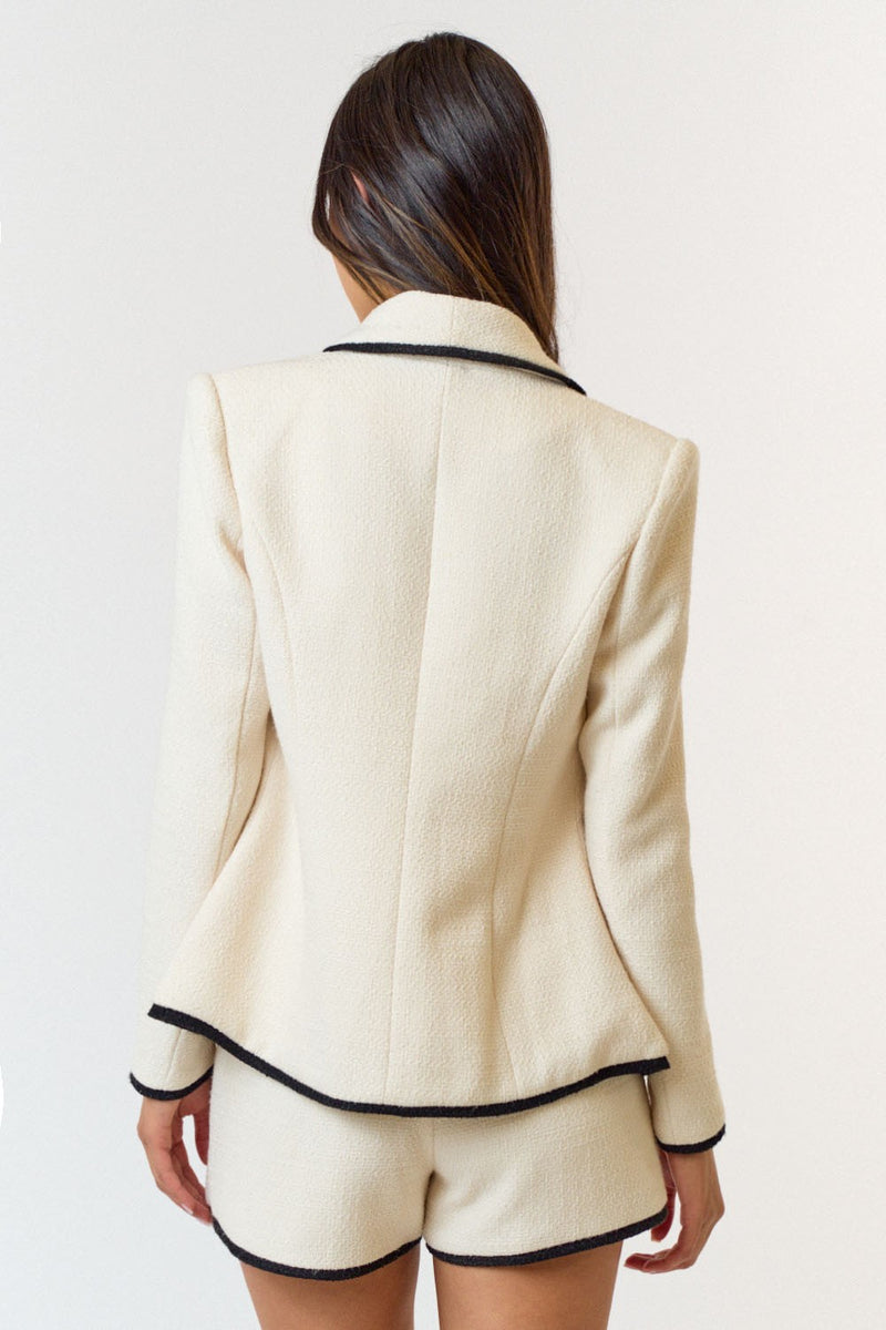 Lauren Boucle Blazer Cream Black