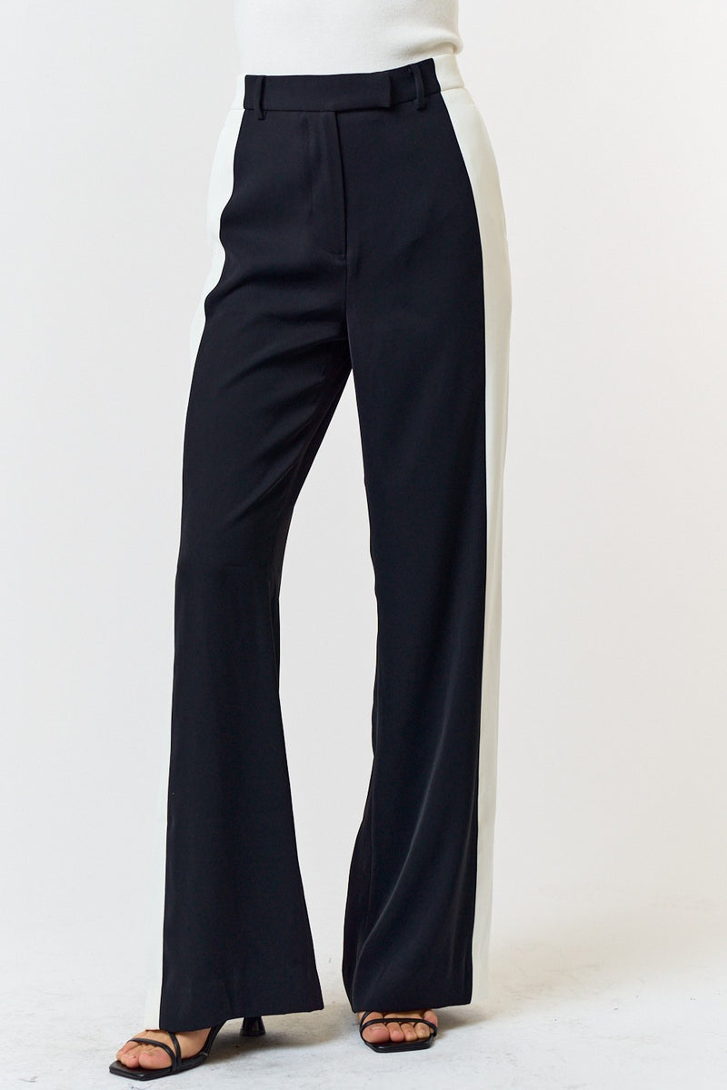 Crispin Black Off White Wide Leg Pants