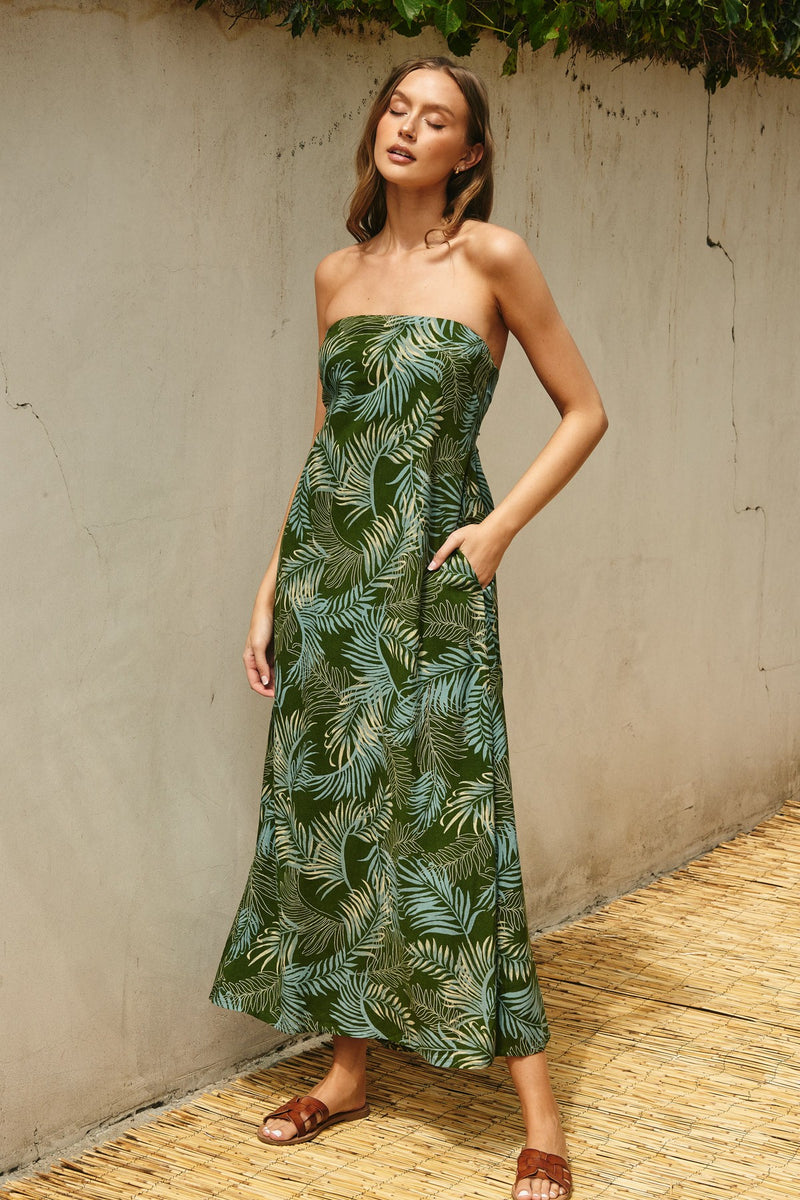 Calliste Green Maxi Dress