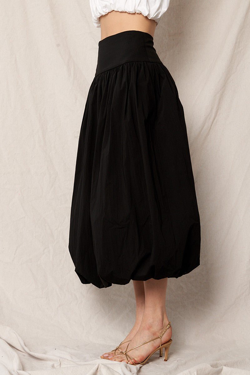 Erra Black Balloon Midi Skirt