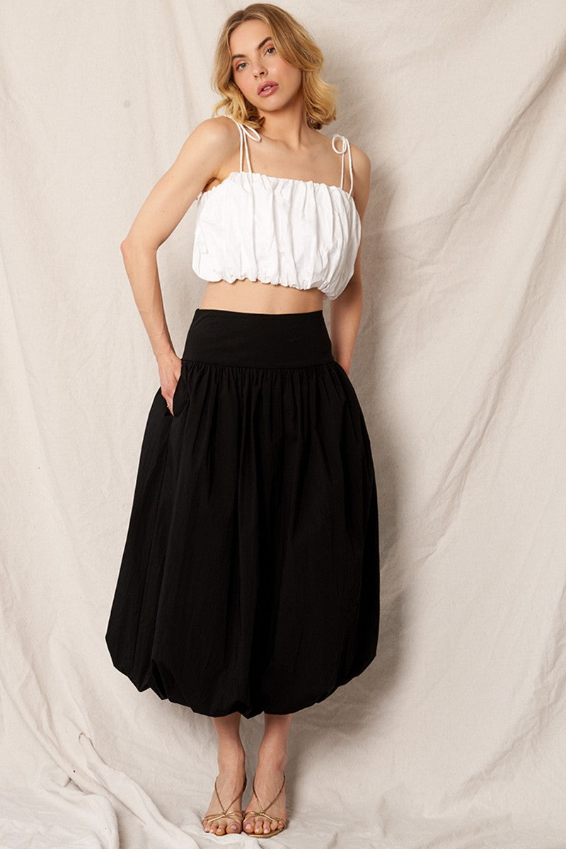 Erra Black Balloon Midi Skirt