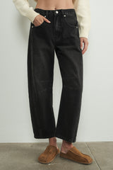 Angie Black Denim Barrel Jeans