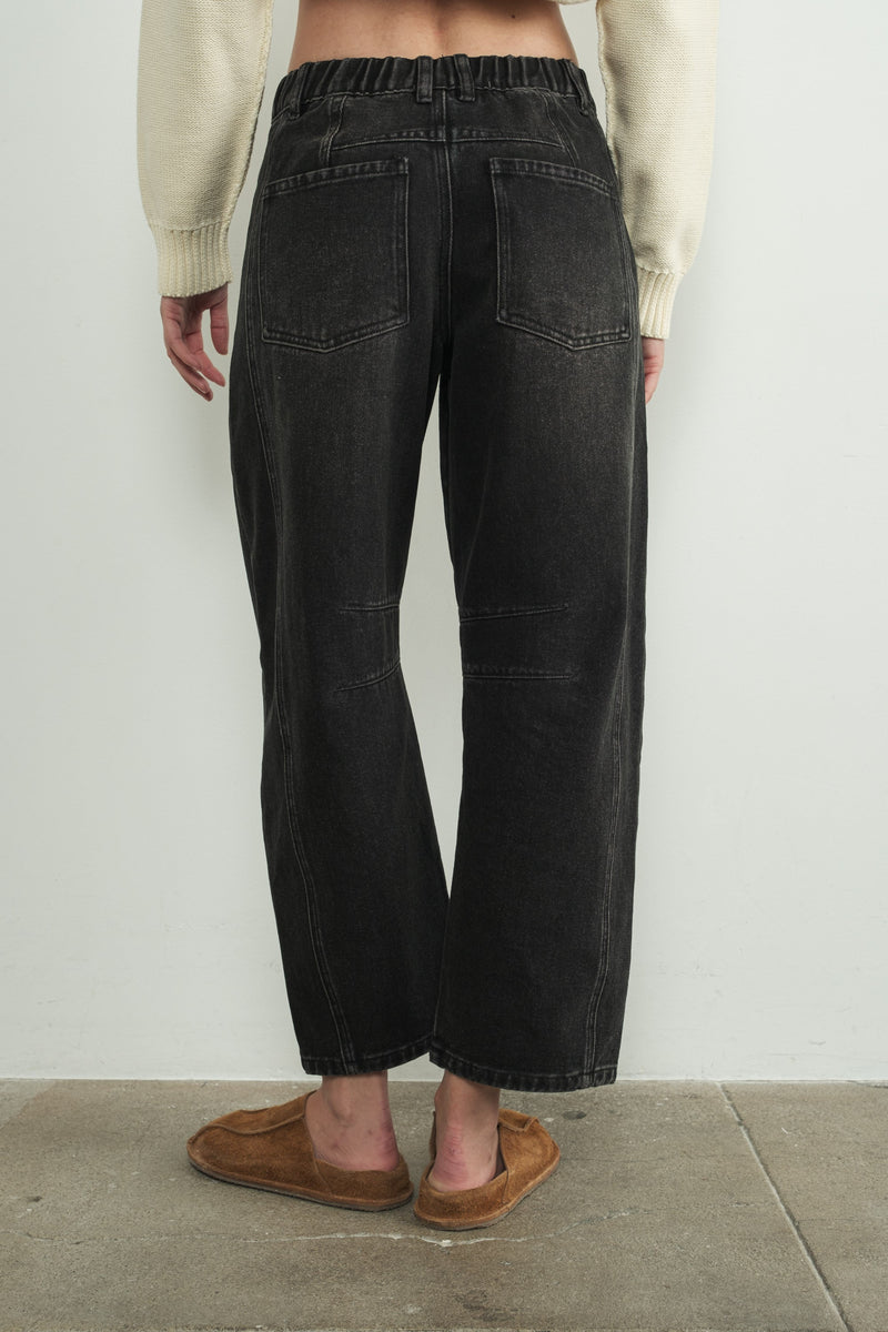 Angie Black Denim Barrel Jeans