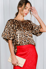 Alisha Brown Animal Print Blouse