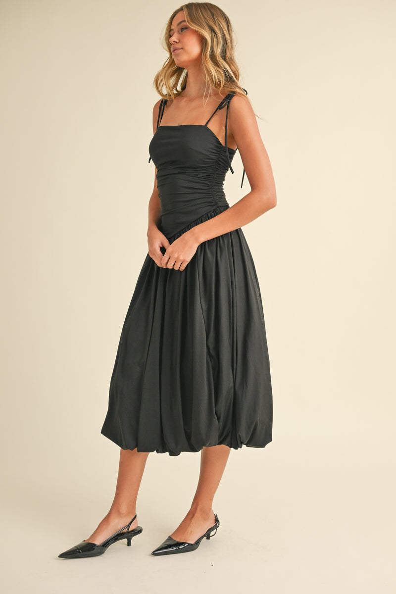 Veronica Black Midi Balloon Dress