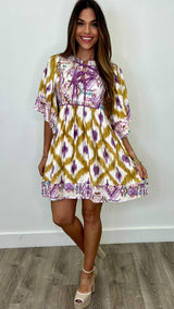 Xenia Golden Yellow Print Dress