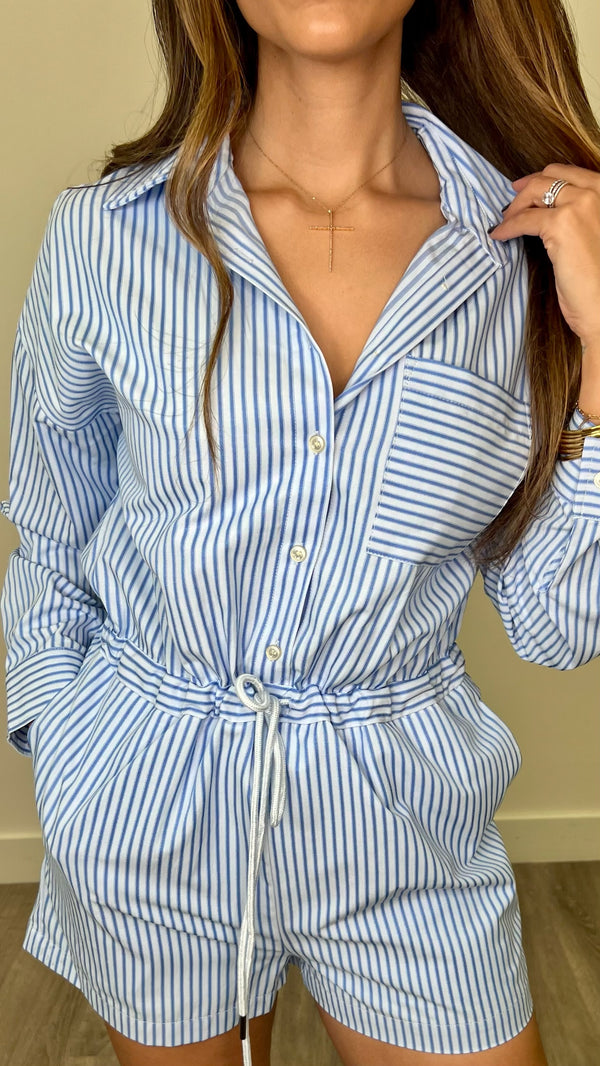 Odilia Blue Striped Romper