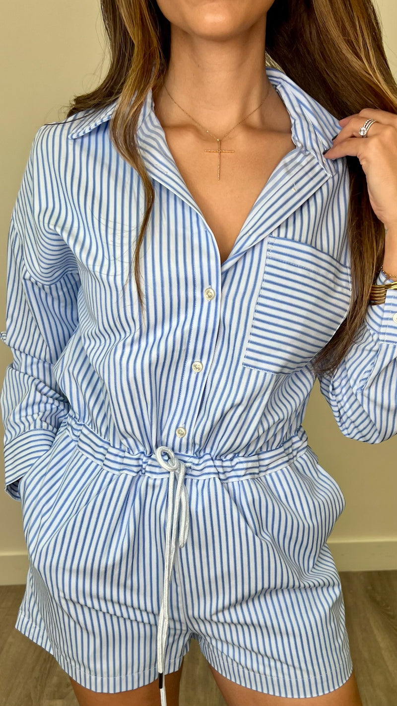 Odilia Blue Striped Romper