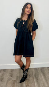 Valerie Black Denim Babydoll Dress