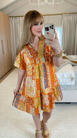 Alondra Honey Patchwork Dress