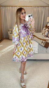 Xenia Golden Yellow Print Dress