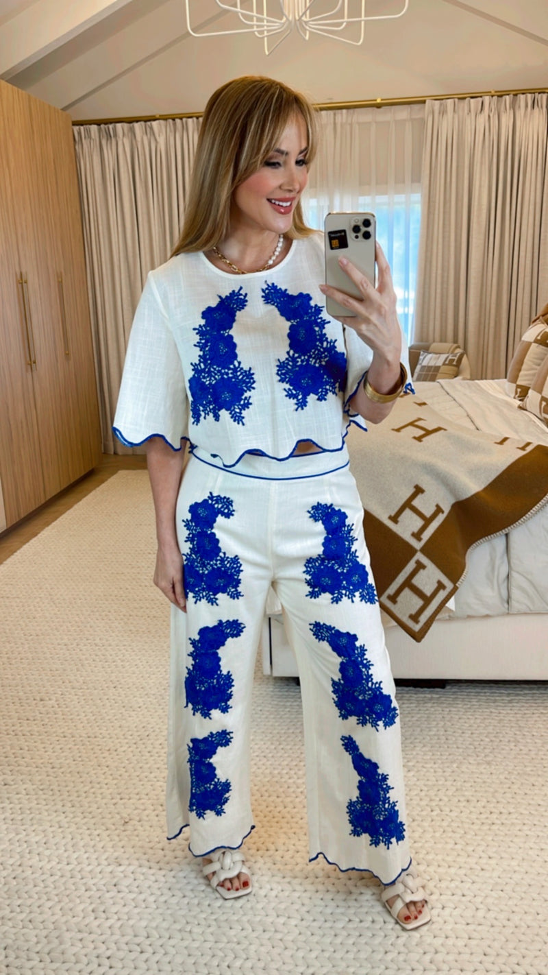 Klara Off White Blue Pants