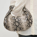 Charlene Faux Snake Print Knot Shoulder Bag