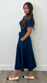 Mayra Dark Denim Button Down Midi Dress