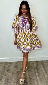 Xenia Golden Yellow Print Dress