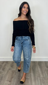 Natalee Black Fuzzy Top