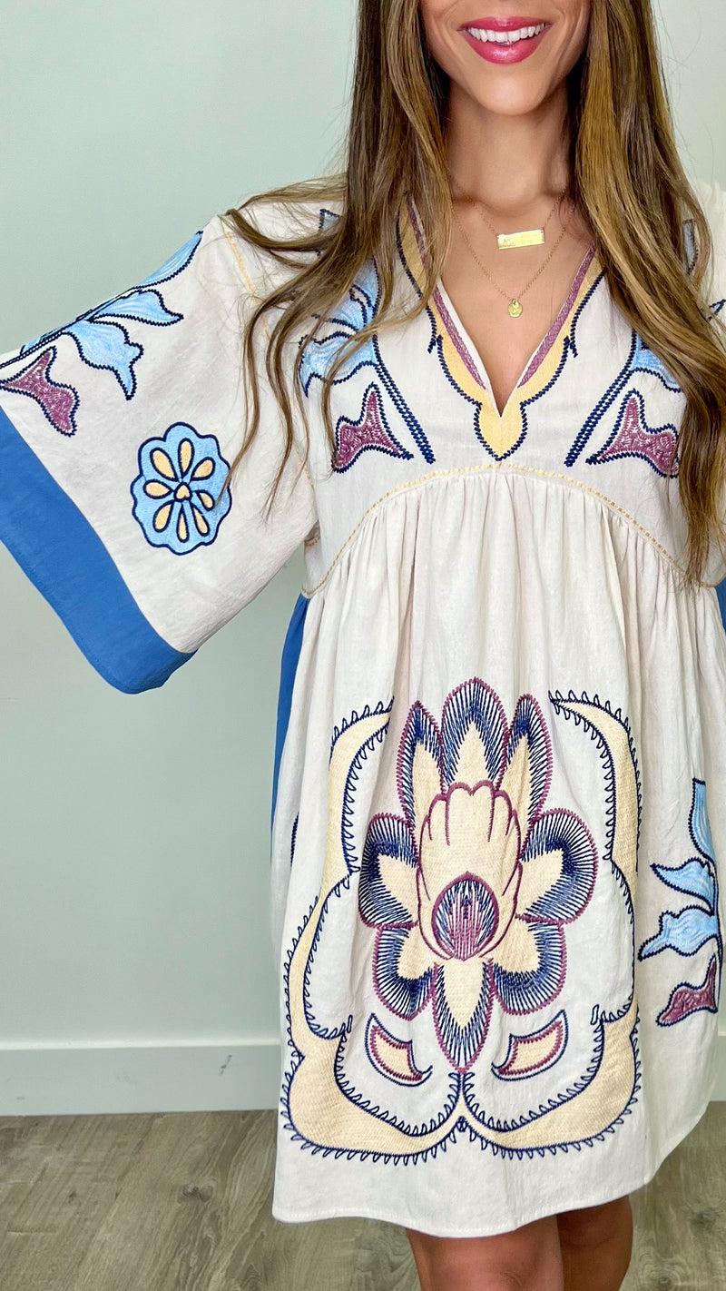 Allison Denim Embroidered Dress