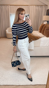 Kyra Black Cream Striped Top