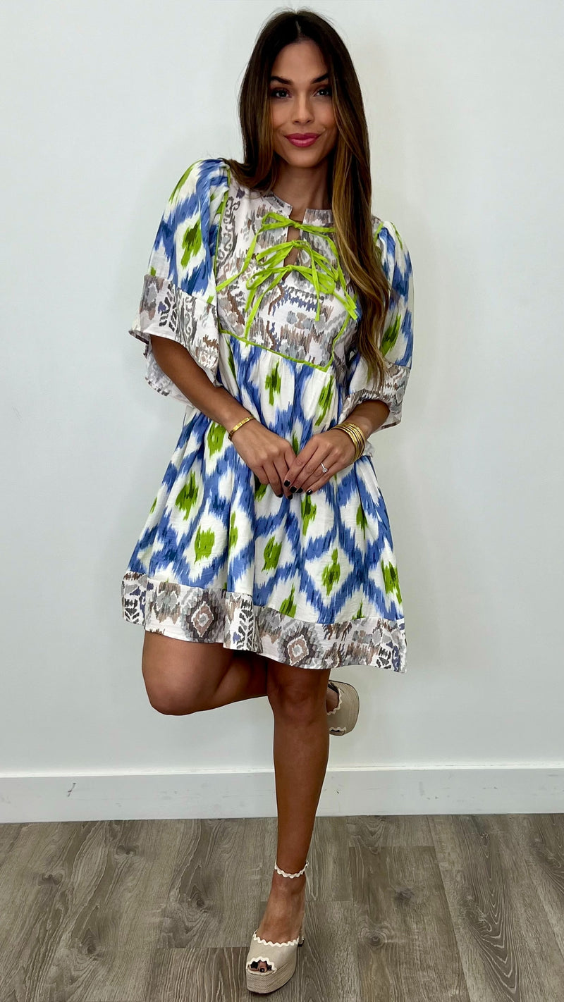 Estelle Blue Print Dress