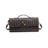 Ada Top Handle Woven East West Clutch Crossbody Espresso