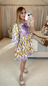 Xenia Golden Yellow Print Dress