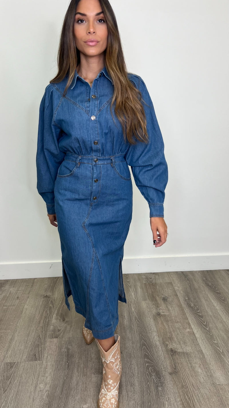 Ilarion Denim Blue Midi Dress