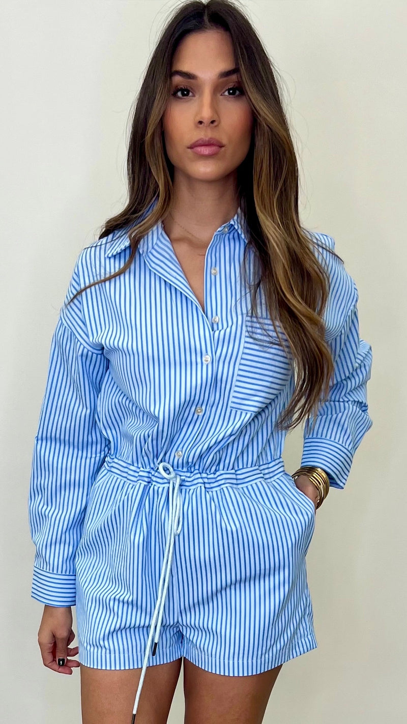 Odilia Blue Striped Romper