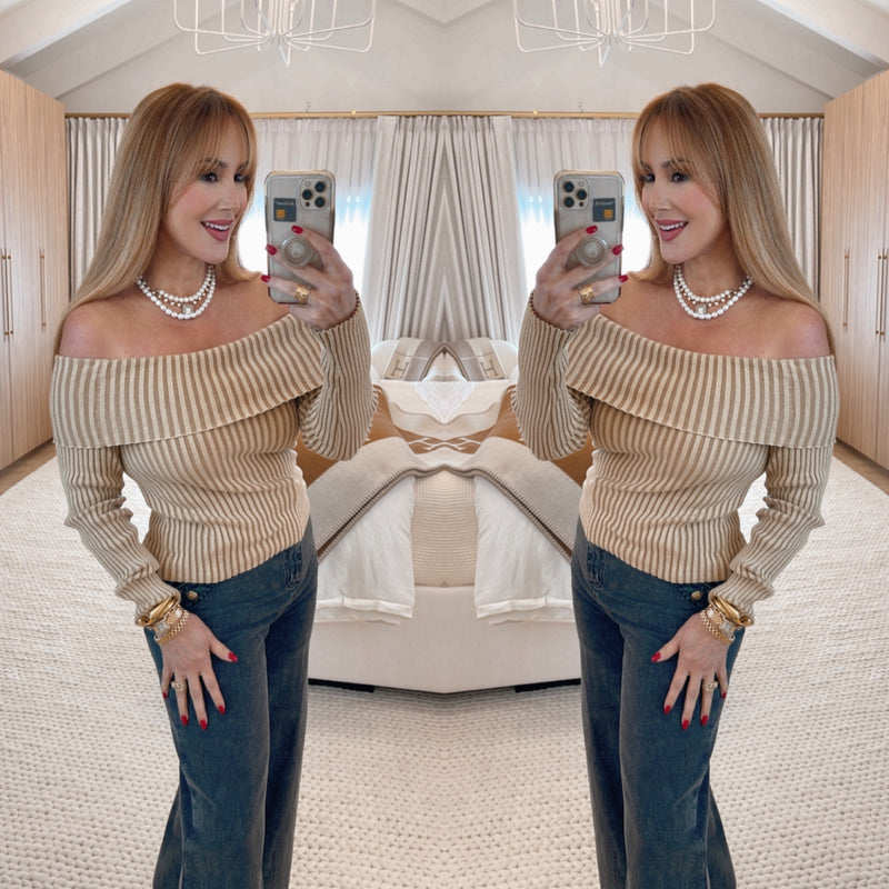 Eliana Taupe Off Shoulder Top