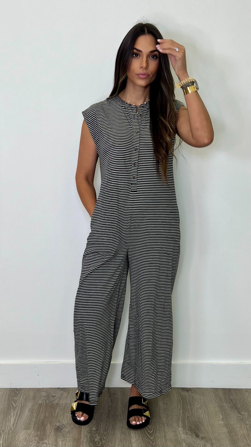 Kasey Black Striped Jumpsuit