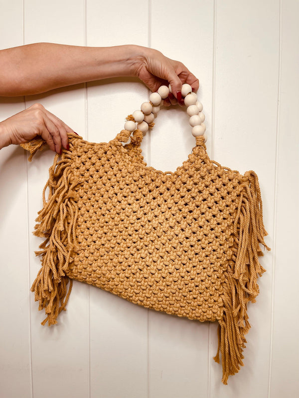 Calypso Woven Ochre Handbag