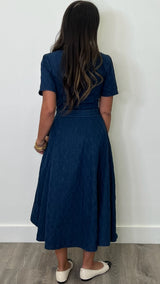 Mayra Dark Denim Button Down Midi Dress