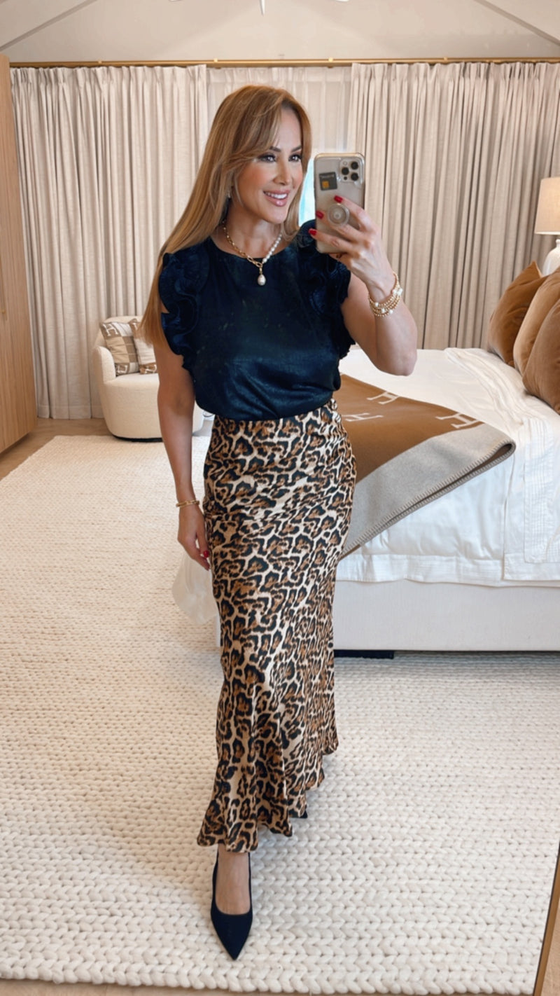 Gracie Brown Animal Print Maxi Skirt