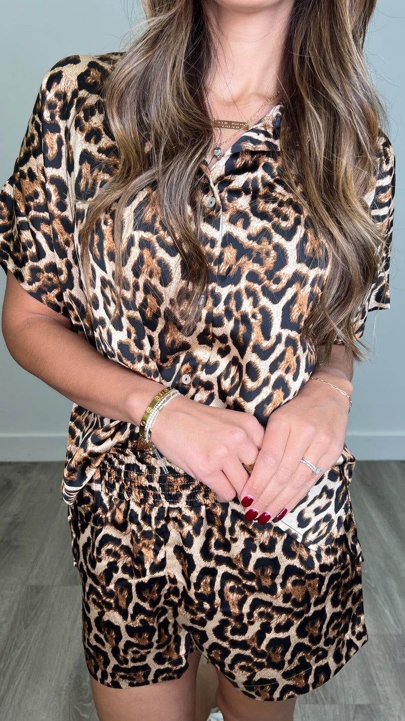 Emily Brown Animal Print Satin Blouse