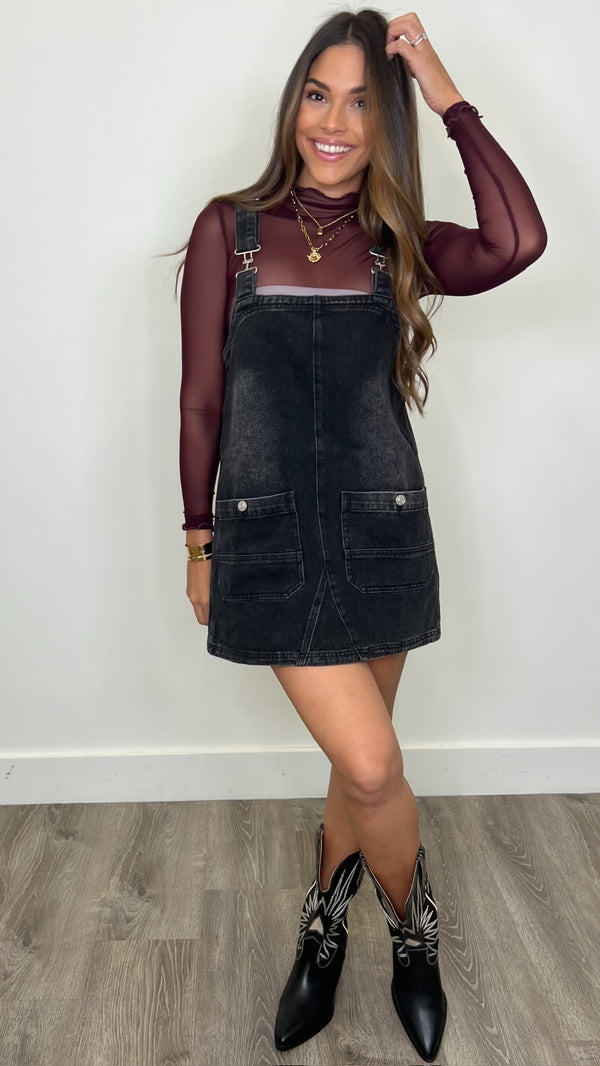 Camilla Black Denim Overall Mini Dress