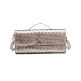 Ada Top Handle Woven East West Clutch Crossbody Gold