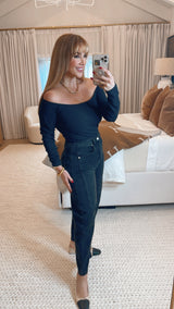 Carmen Black Knit Top