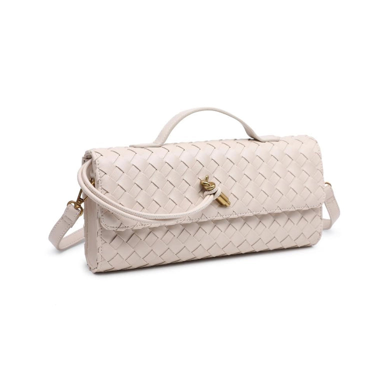 Ada Top Handle Woven East West Clutch Crossbody Oatmilk