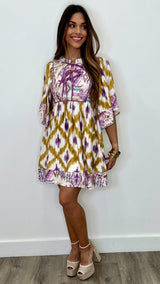 Xenia Golden Yellow Print Dress