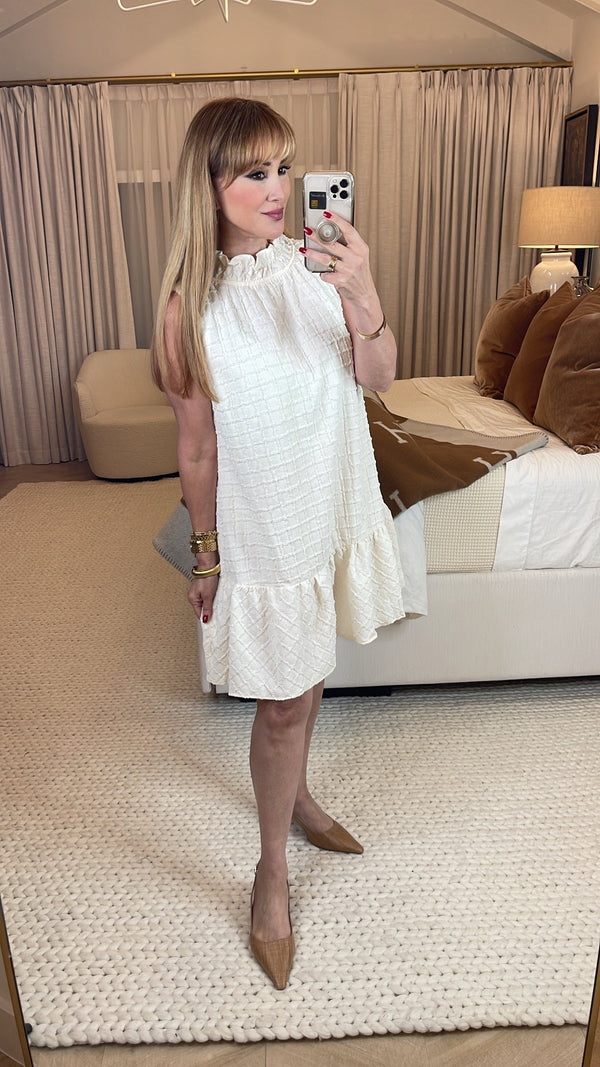 Hilda Cream Textured Dress